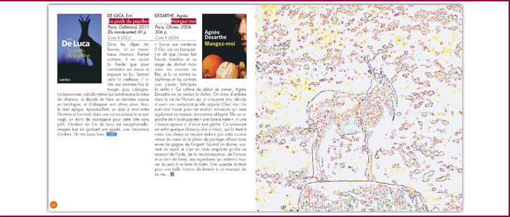Layout and illustration - 3rd variation with image: 20th and 21st page BMU - Envie de Lire nº 32