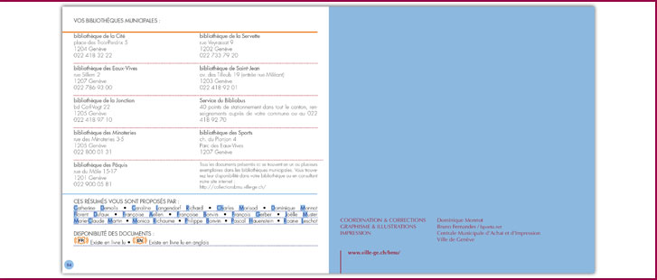 Layout - Informations: 84th page and 3rd cover BMU - Envie de Lire nº 32